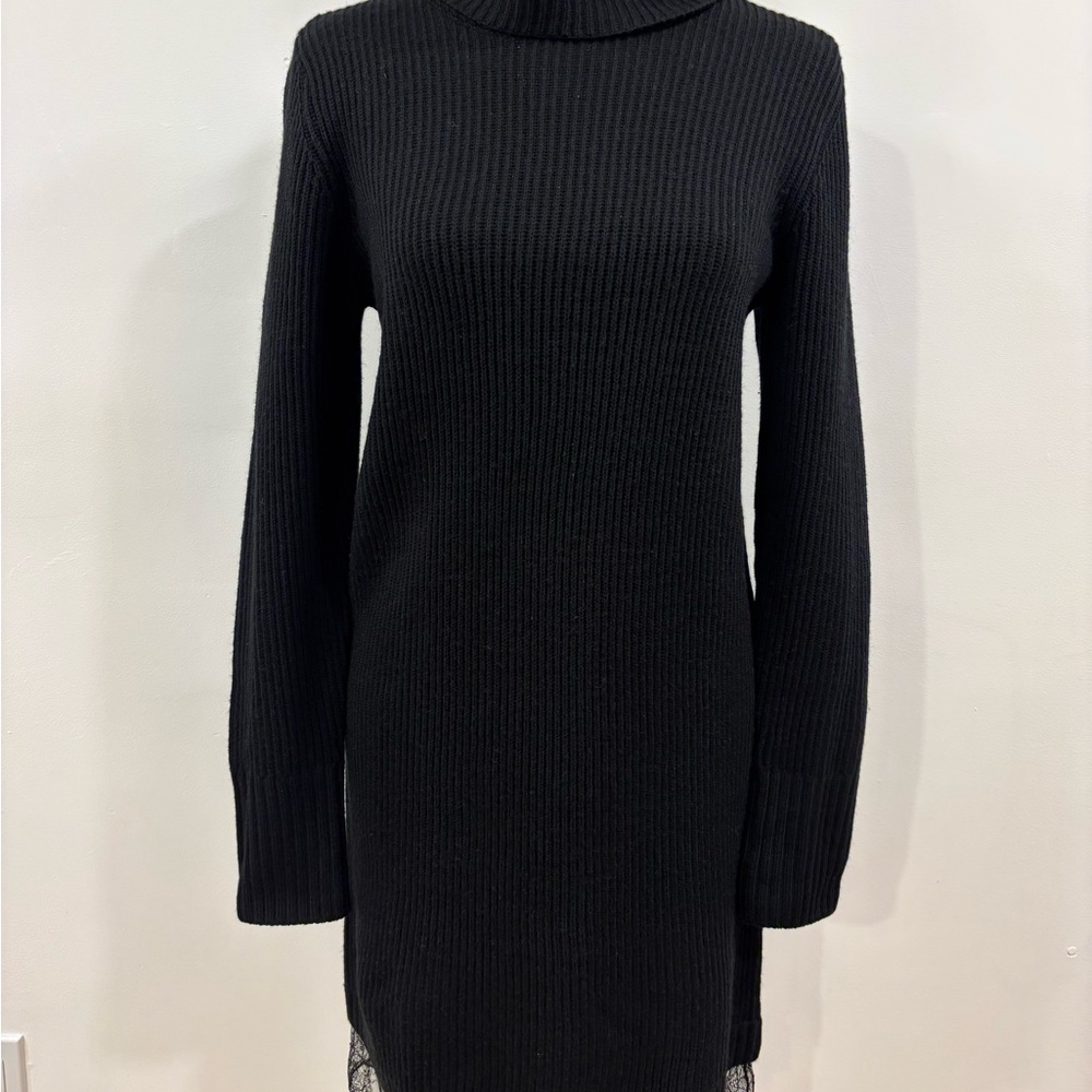 Elegant Black Long Sleeve Knit Dress